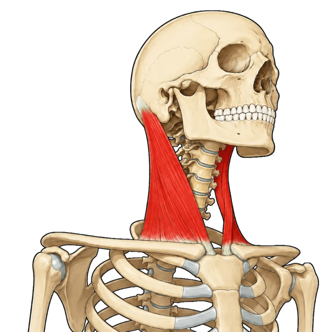 Schéma du muscle sterno-cléido-mastoïdien (SCOM) vue latérale